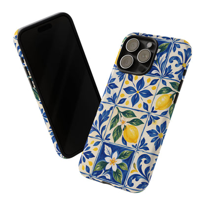 Blue Lemon Tile iPhone Tough Case | Azulejo Orchard