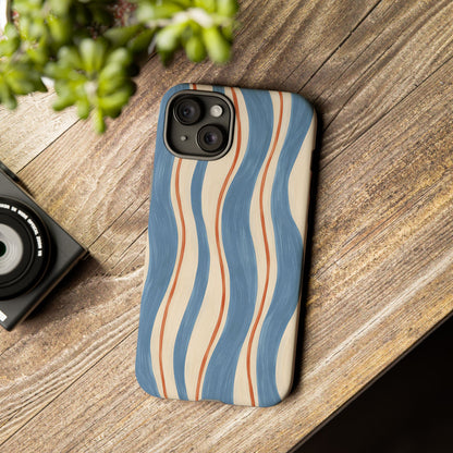 Blue Wavy Stripe iPhone Tough Case | Riviera Ribbons