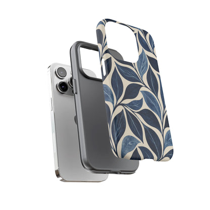 Indigo Folia iPhone Tough Case | Indigo & Ivory Leaf Pattern