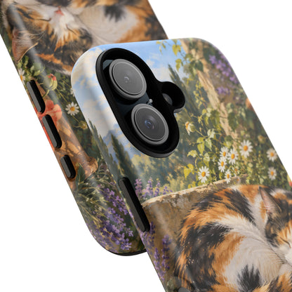 Garden Nap iPhone Tough Case | calico cat