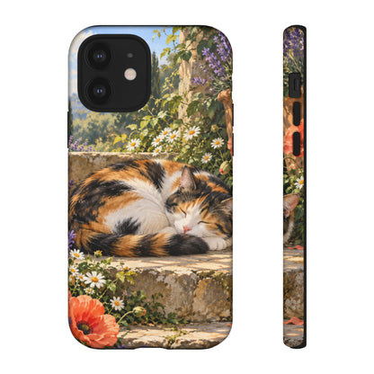 Garden Nap iPhone Tough Case | calico cat