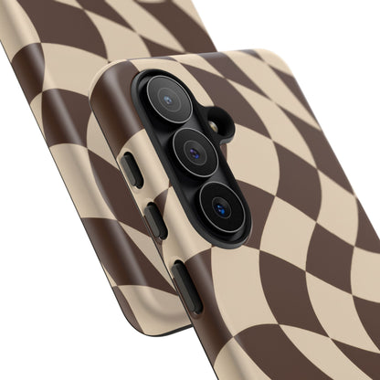 Espresso Wave Samsung Galaxy Tough Case | brown checkerboard