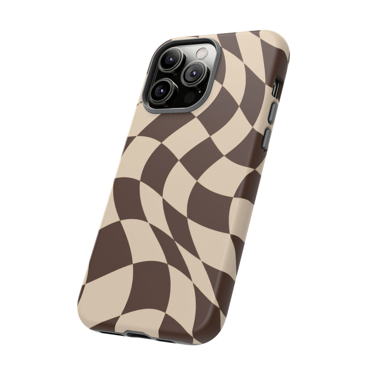 Espresso Wave iPhone Tough Case | brown checkerboard