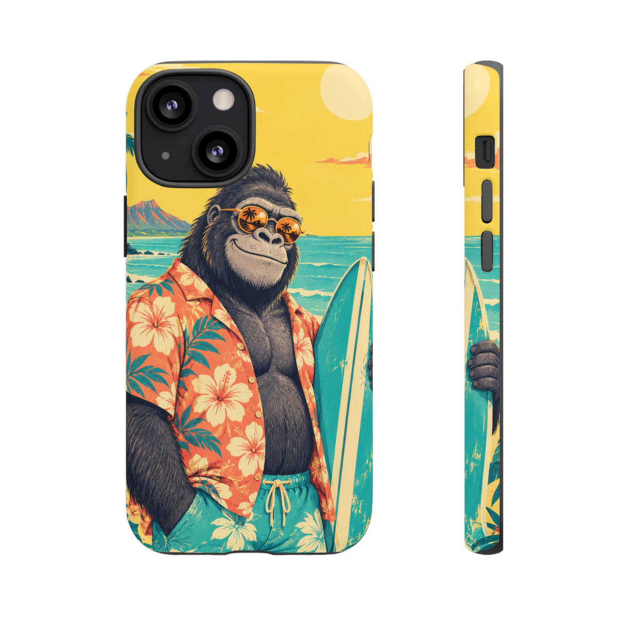 Banana Break iPhone Tough Case | Retro Surf Gorilla Art