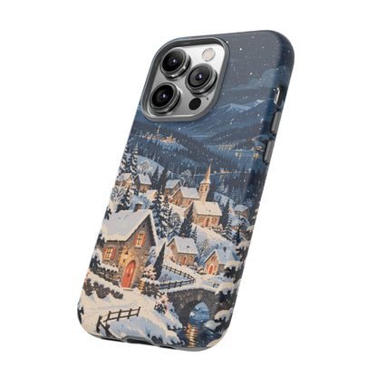 Snowfall on Juniper Lane iPhone Tough Case | christmas village