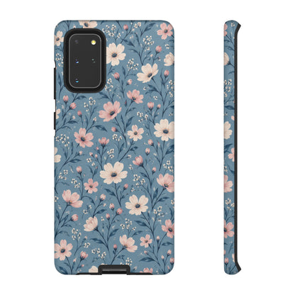 Blue Meadow Samsung Galaxy Tough Case | Pink & Ivory Floral on Blue