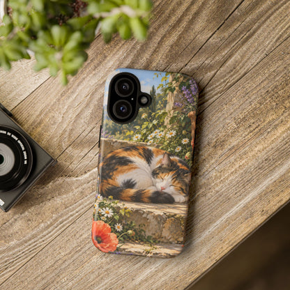 Garden Nap iPhone Tough Case | calico cat