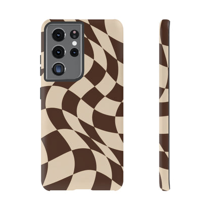 Espresso Wave Samsung Galaxy Tough Case | brown checkerboard