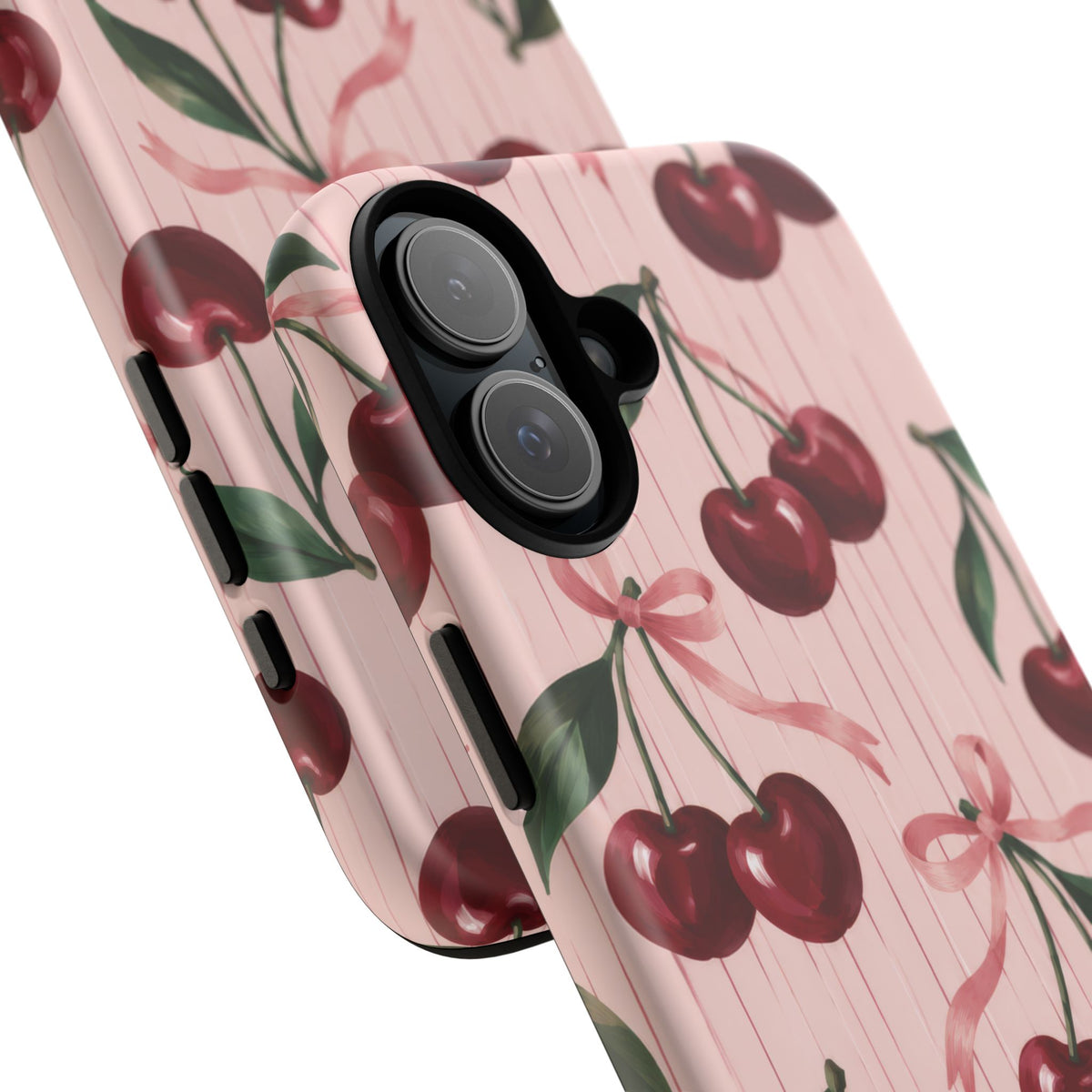 Cherry Ribbon iPhone Tough Case | cherry print