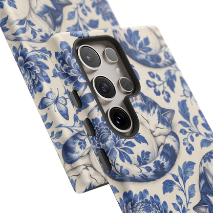 Porcelain Paws Samsung Galaxy Tough Case | blue cat pattern