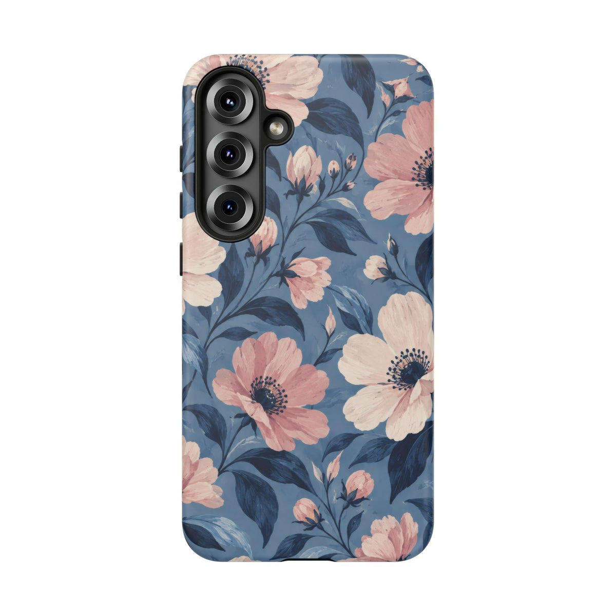Dusk Blossom Samsung Galaxy Tough Case | Pink & Ivory Floral on Blue