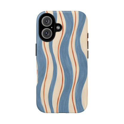 Blue Wavy Stripe iPhone Tough Case | Riviera Ribbons