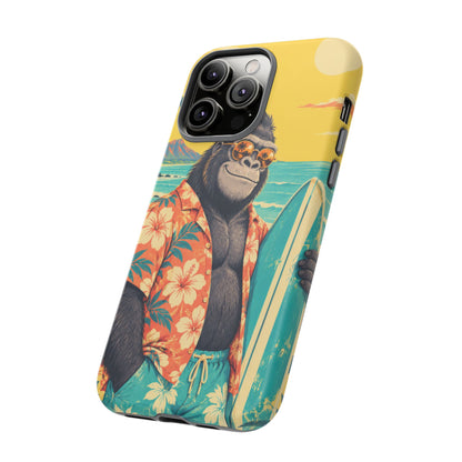 Banana Break iPhone Tough Case | Retro Surf Gorilla Art