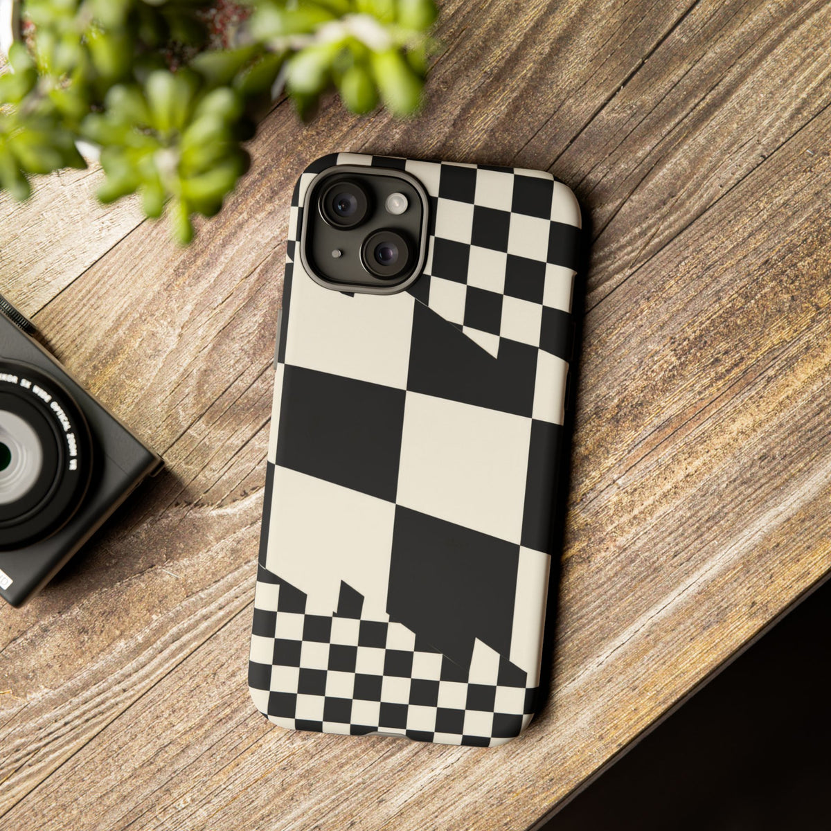 Check Shift iPhone Tough Case | Black & White Checkerboard