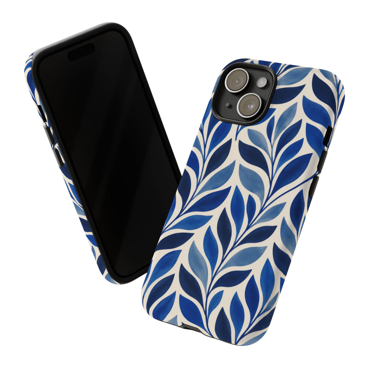 Cobalt Current iPhone Tough Case | Cobalt Blue Leaf Pattern