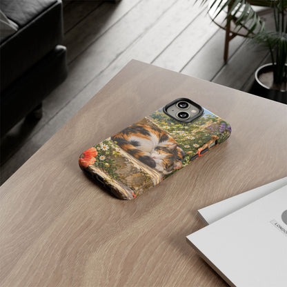 Garden Nap iPhone Tough Case | calico cat