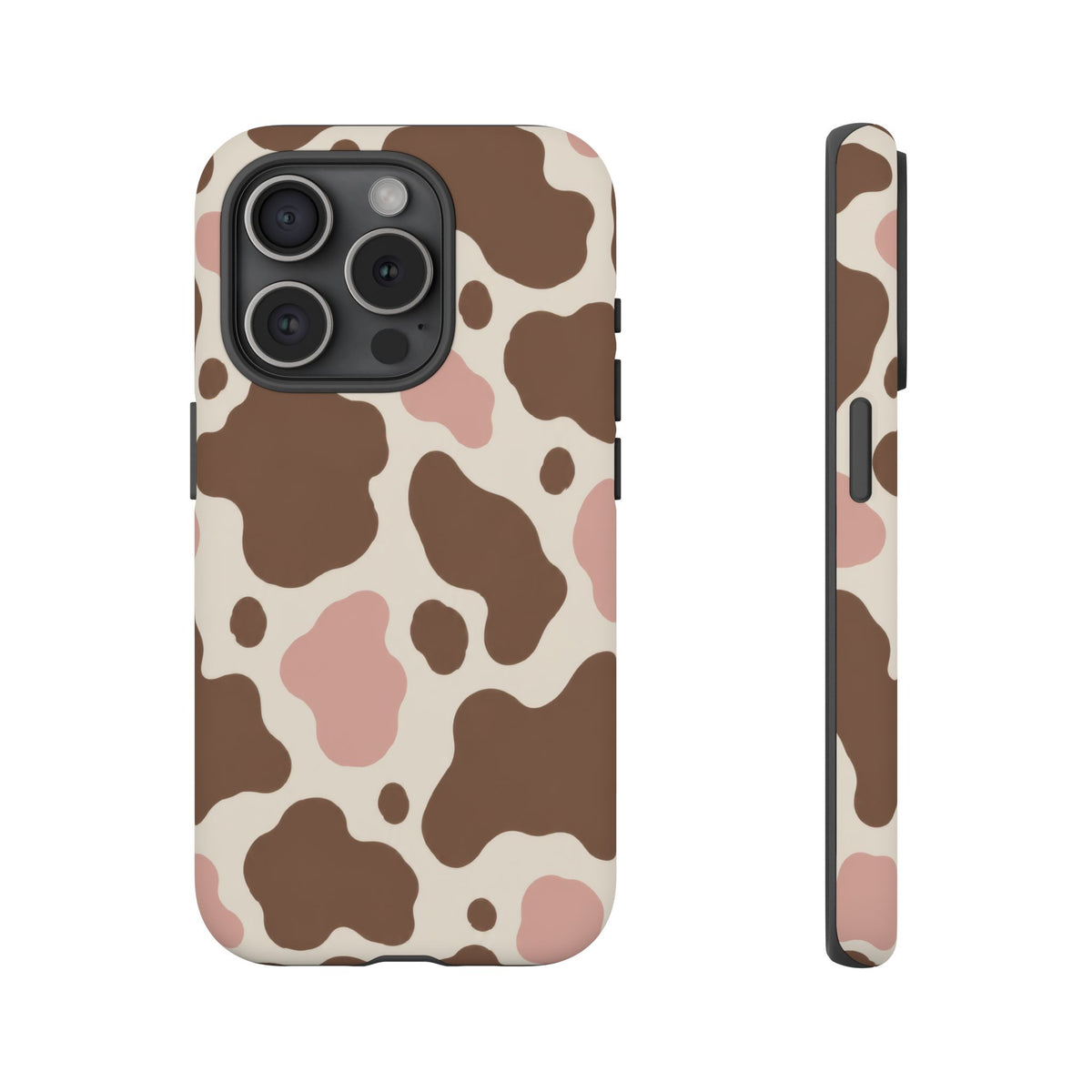 Mocha Blush iPhone Tough Case | Brown & Pink Cow Print