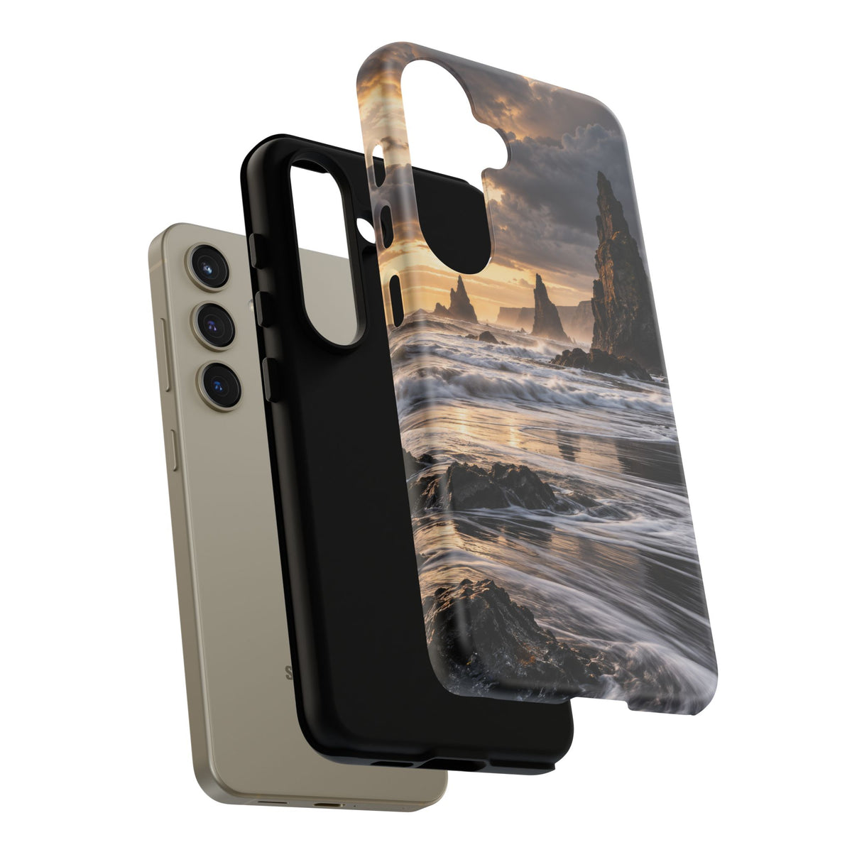 Black Sand and Silver Samsung Galaxy Tough Case | black sand beach
