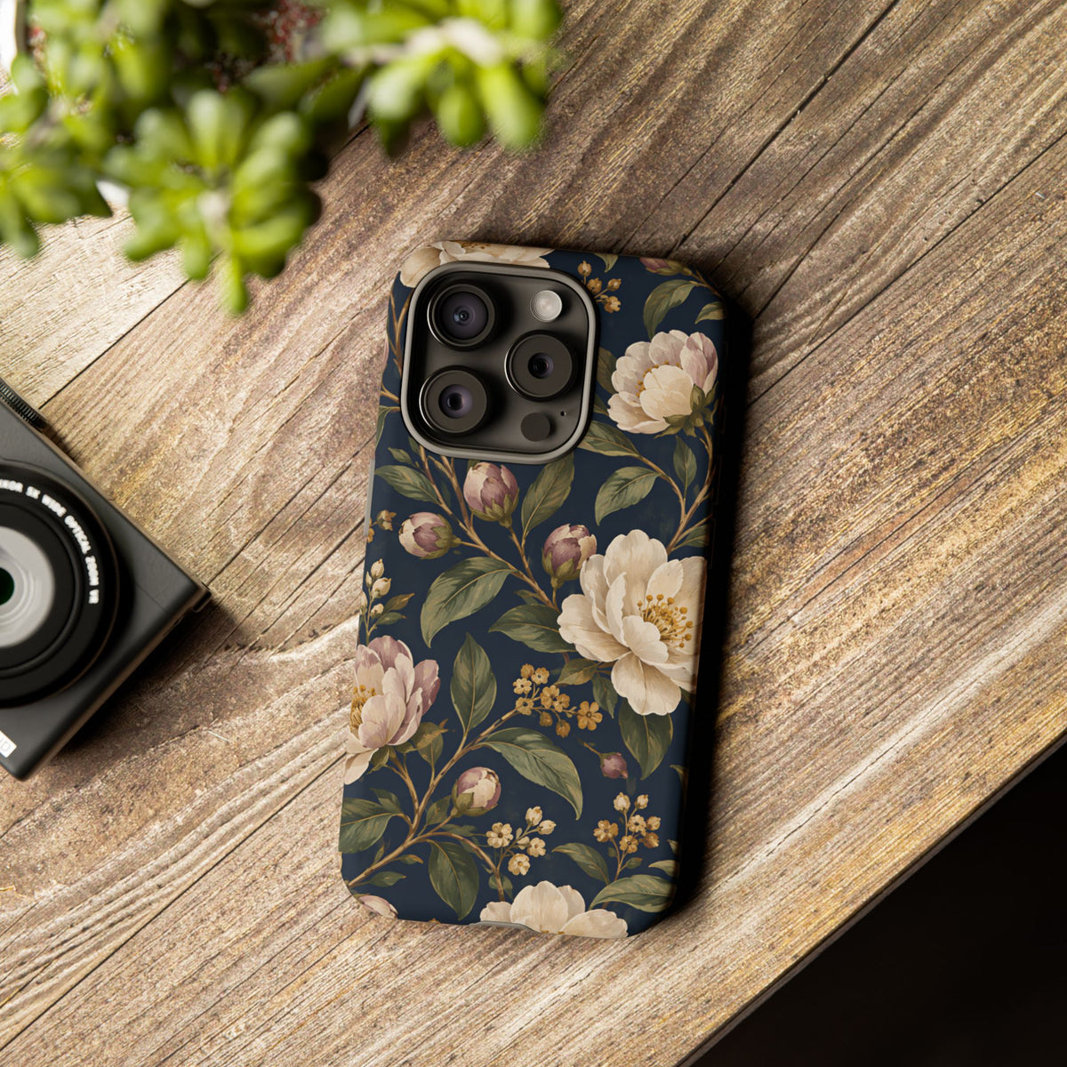 Dark Floral iPhone Tough Case | Midnight Camellia