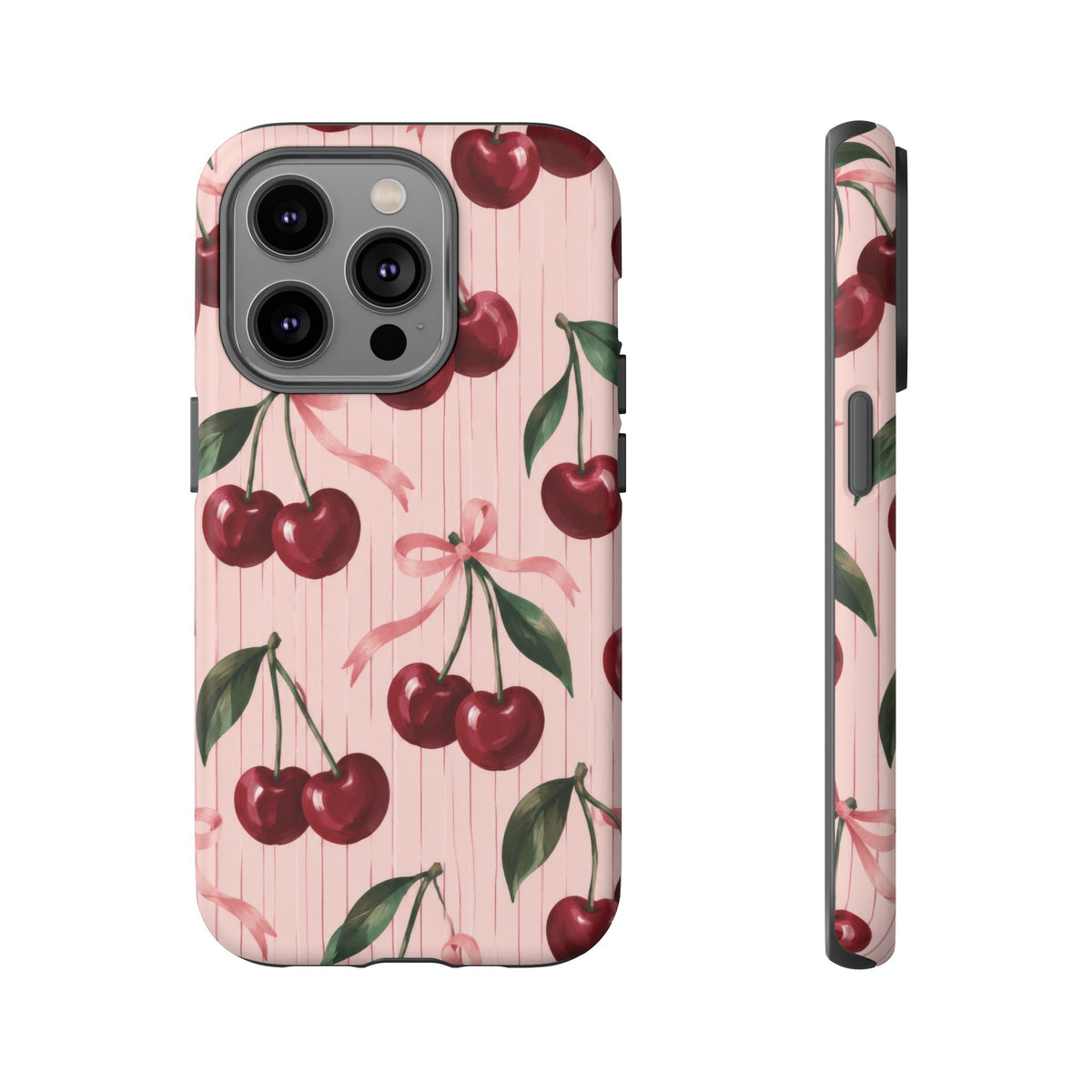 Cherry Ribbon iPhone Tough Case | cherry print