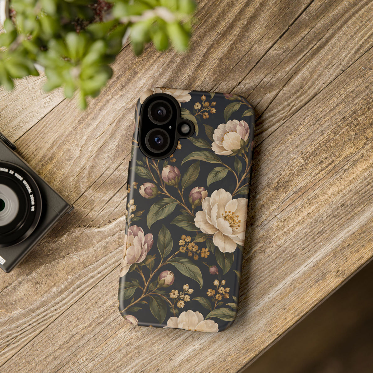 Dark Floral iPhone Tough Case | Midnight Camellia