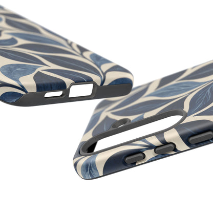 Indigo Folia Samsung Galaxy Tough Case | Indigo & Ivory Leaf Pattern
