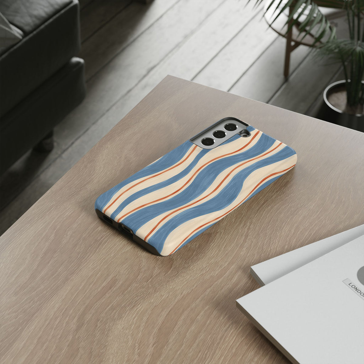 Blue Wavy Stripe Samsung Galaxy Tough Case | Riviera Ribbons