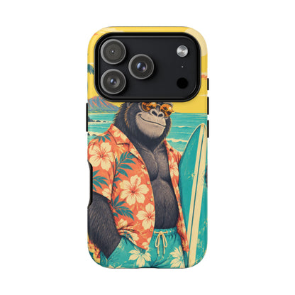 Banana Break iPhone Tough Case | Retro Surf Gorilla Art