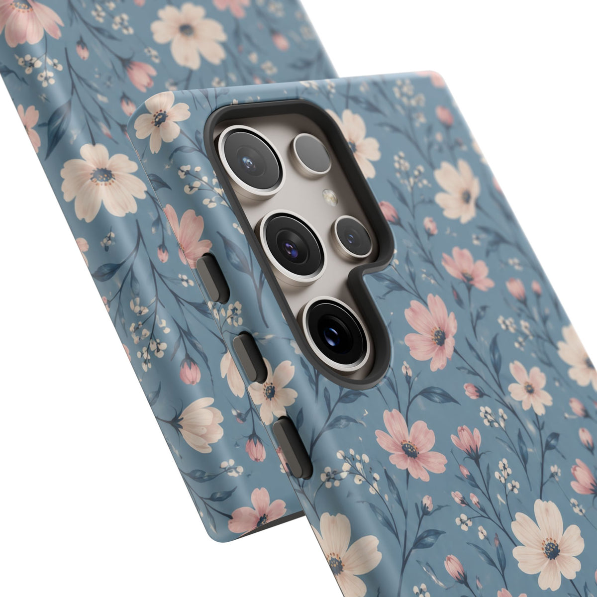 Blue Meadow Samsung Galaxy Tough Case | Pink & Ivory Floral on Blue