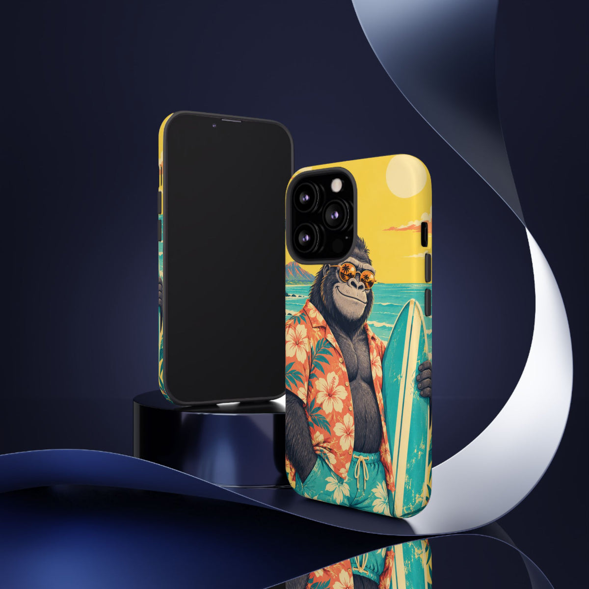 Banana Break iPhone Tough Case | Retro Surf Gorilla Art