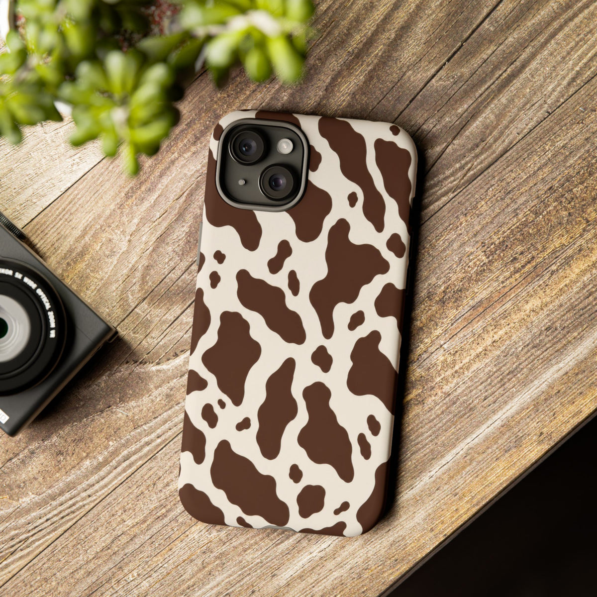 Cocoa Ranch iPhone Tough Case | Brown Cow Print
