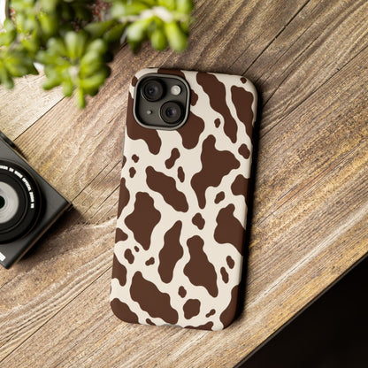 Cocoa Ranch iPhone Tough Case | Brown Cow Print
