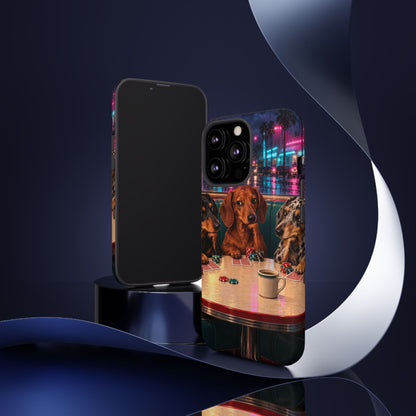 All-Night Aces iPhone Tough Case | dachshund poker