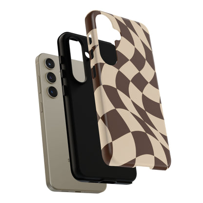 Espresso Wave Samsung Galaxy Tough Case | brown checkerboard