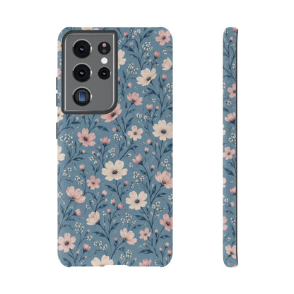 Blue Meadow Samsung Galaxy Tough Case | Pink & Ivory Floral on Blue