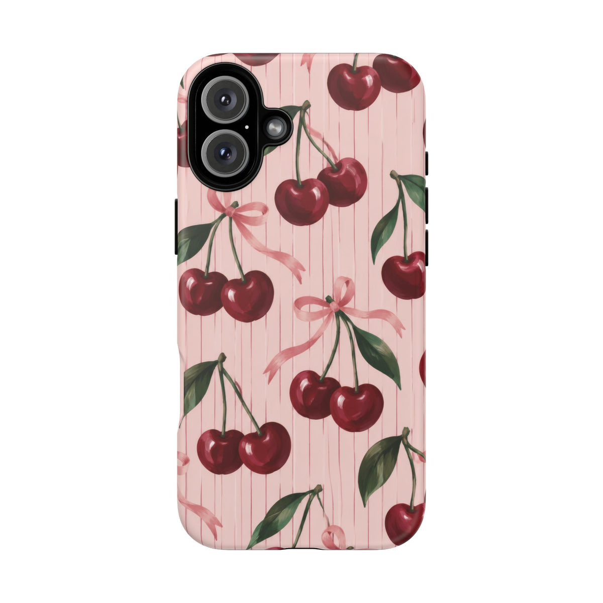 Cherry Ribbon iPhone Tough Case | cherry print