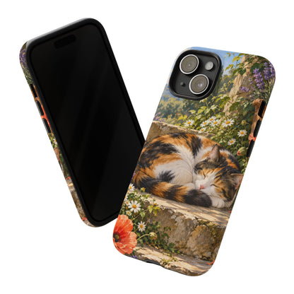 Garden Nap iPhone Tough Case | calico cat