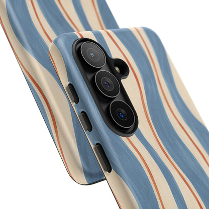 Blue Wavy Stripe Samsung Galaxy Tough Case | Riviera Ribbons
