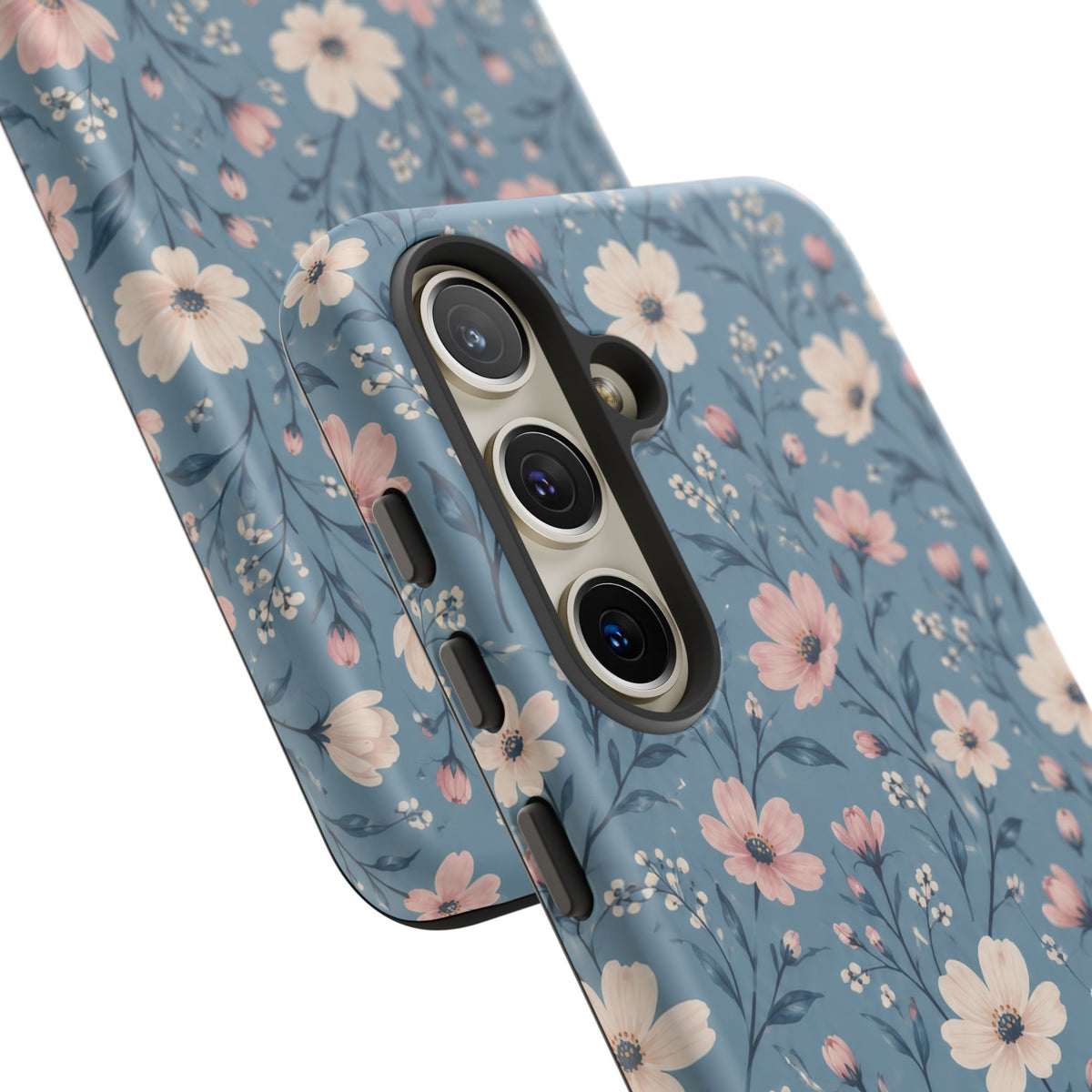 Blue Meadow Samsung Galaxy Tough Case | Pink & Ivory Floral on Blue