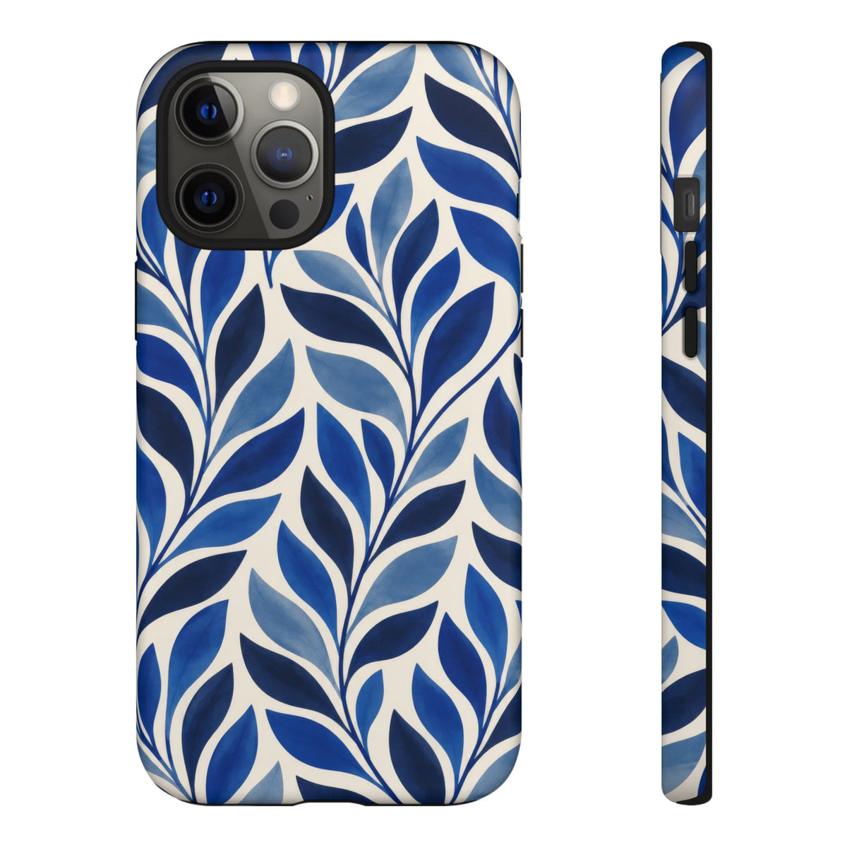 Cobalt Current iPhone Tough Case | Cobalt Blue Leaf Pattern