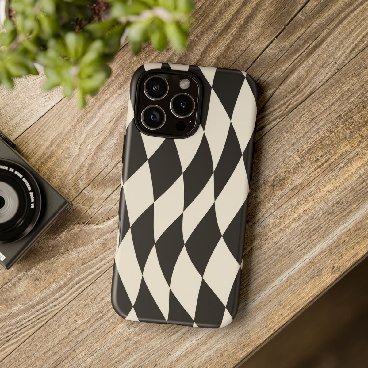 Harlequin Sway iPhone Tough Case | Black & White Harlequin