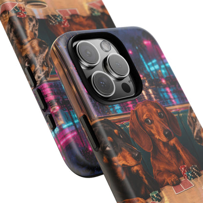 All-Night Aces iPhone Tough Case | dachshund poker