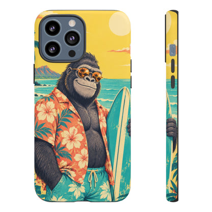 Banana Break iPhone Tough Case | Retro Surf Gorilla Art