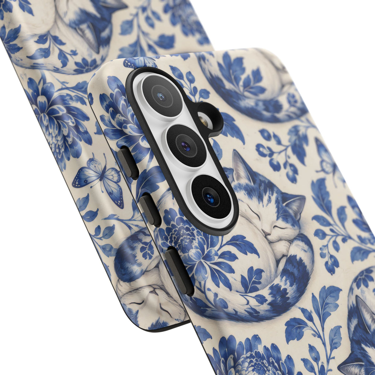 Porcelain Paws Samsung Galaxy Tough Case | blue cat pattern