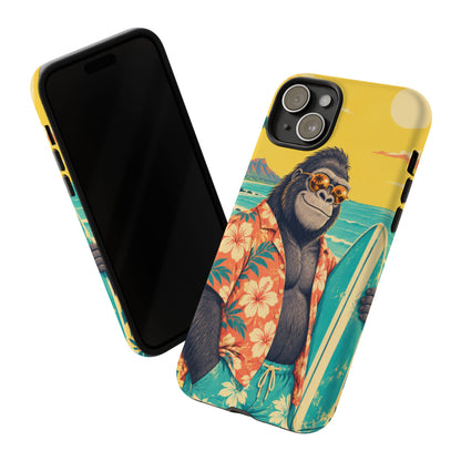 Banana Break iPhone Tough Case | Retro Surf Gorilla Art