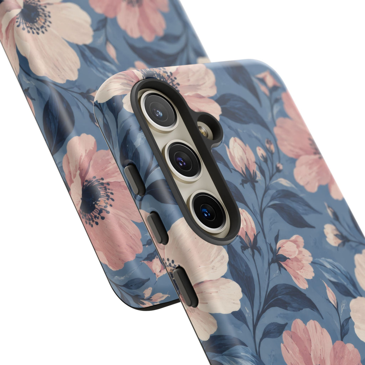 Dusk Blossom Samsung Galaxy Tough Case | Pink & Ivory Floral on Blue