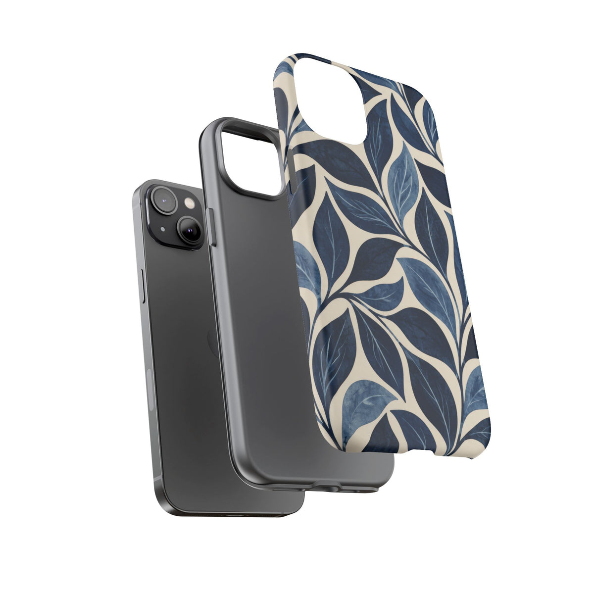 Indigo Folia iPhone Tough Case | Indigo & Ivory Leaf Pattern