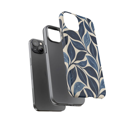 Indigo Folia iPhone Tough Case | Indigo & Ivory Leaf Pattern