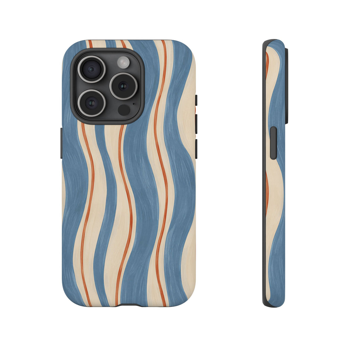 Blue Wavy Stripe iPhone Tough Case | Riviera Ribbons