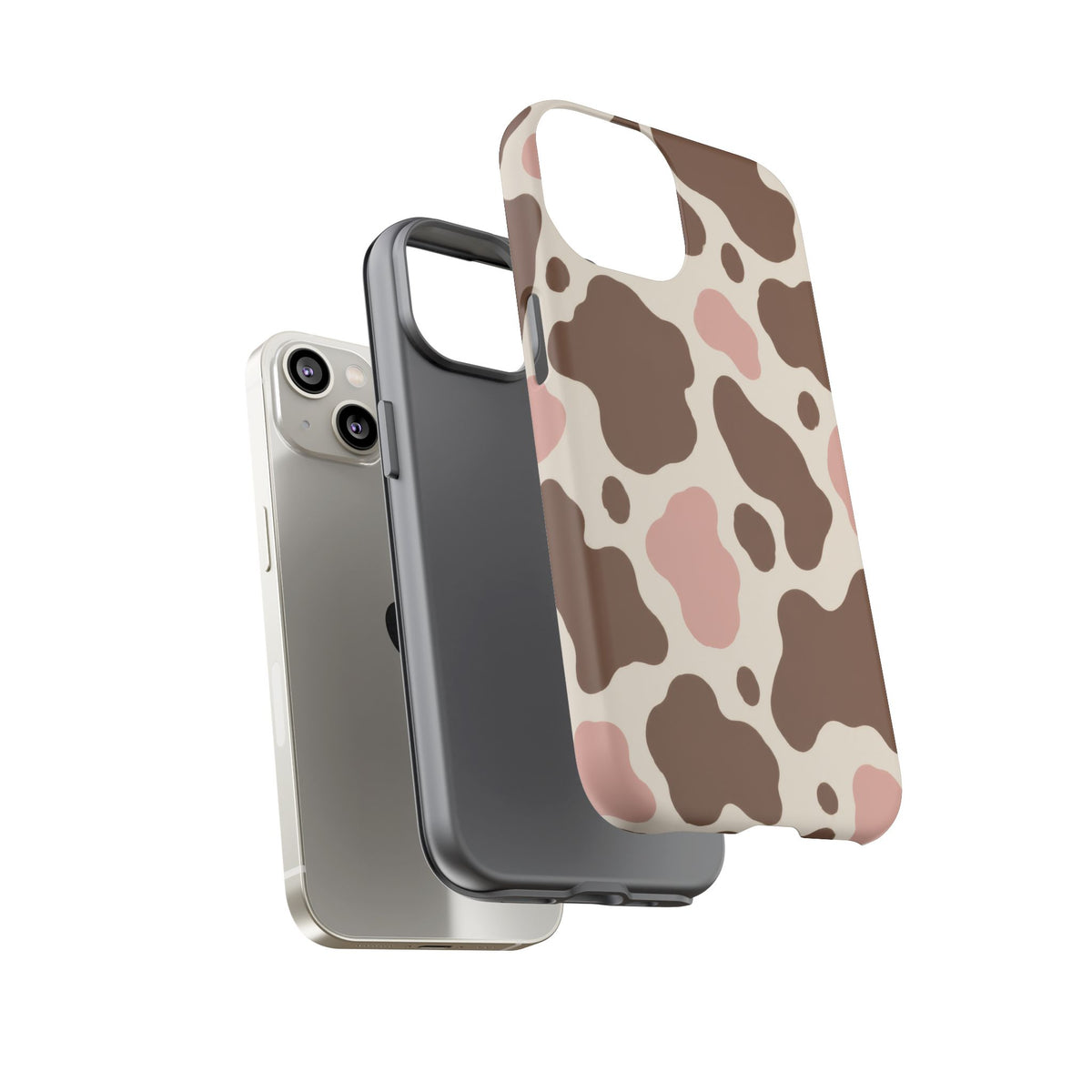 Mocha Blush iPhone Tough Case | Brown & Pink Cow Print
